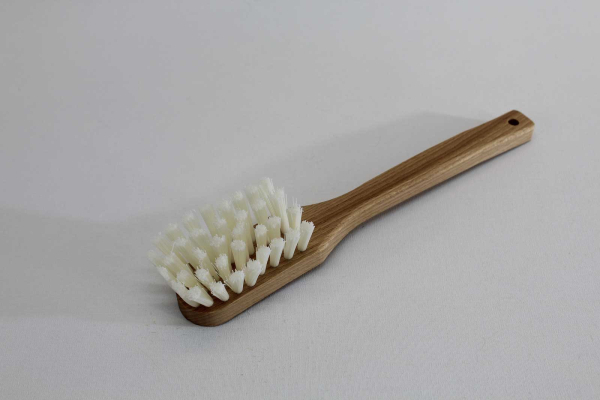 Stielbürste / Nylon hart, weiß, Holzkörper